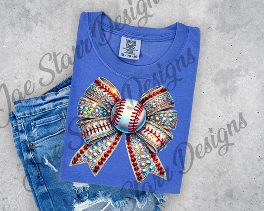 Baseball Bling Bow