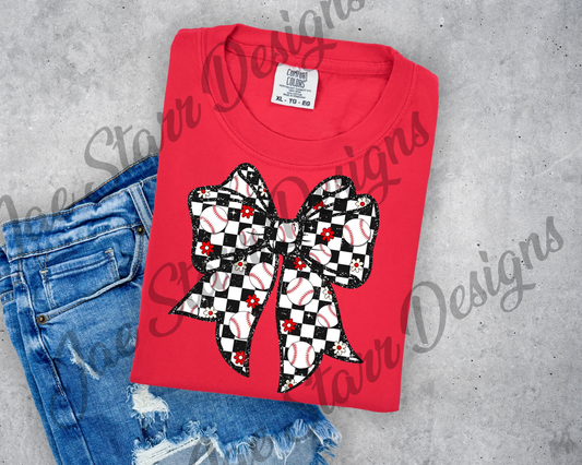 Baseball Floral Bow